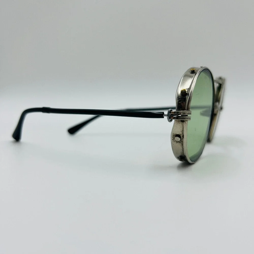 VTG MOA Round Green Safety Glasses Steampunk Industrial Side Shield Wire